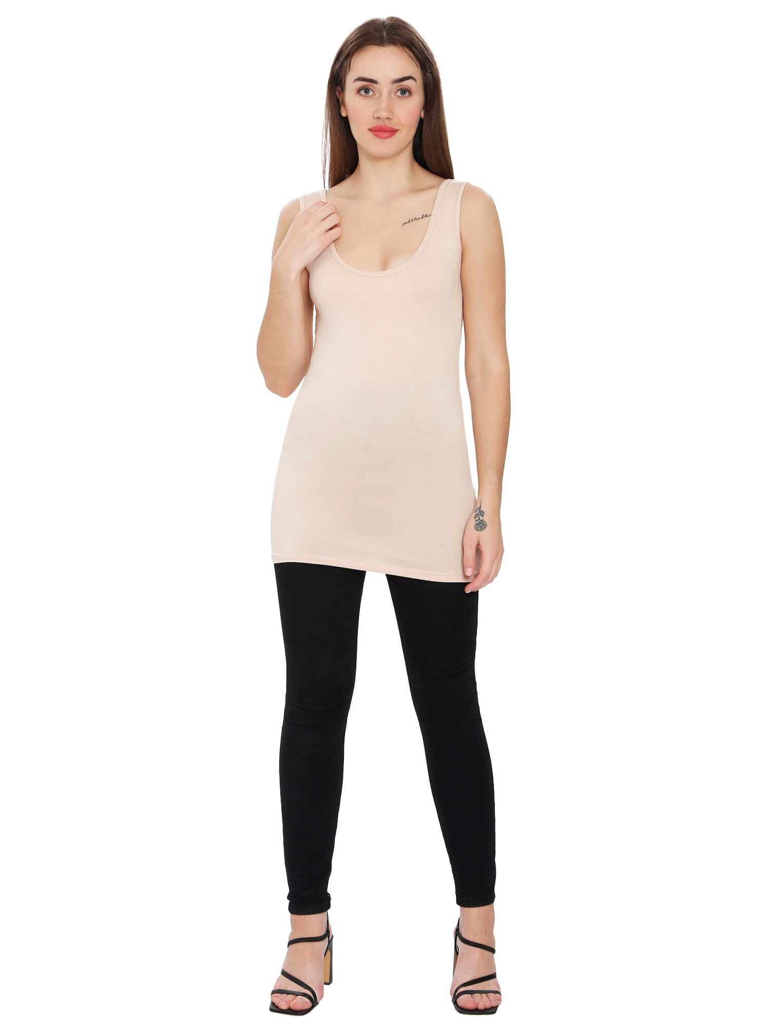 Beige Cotton Camisole with Wide Straps