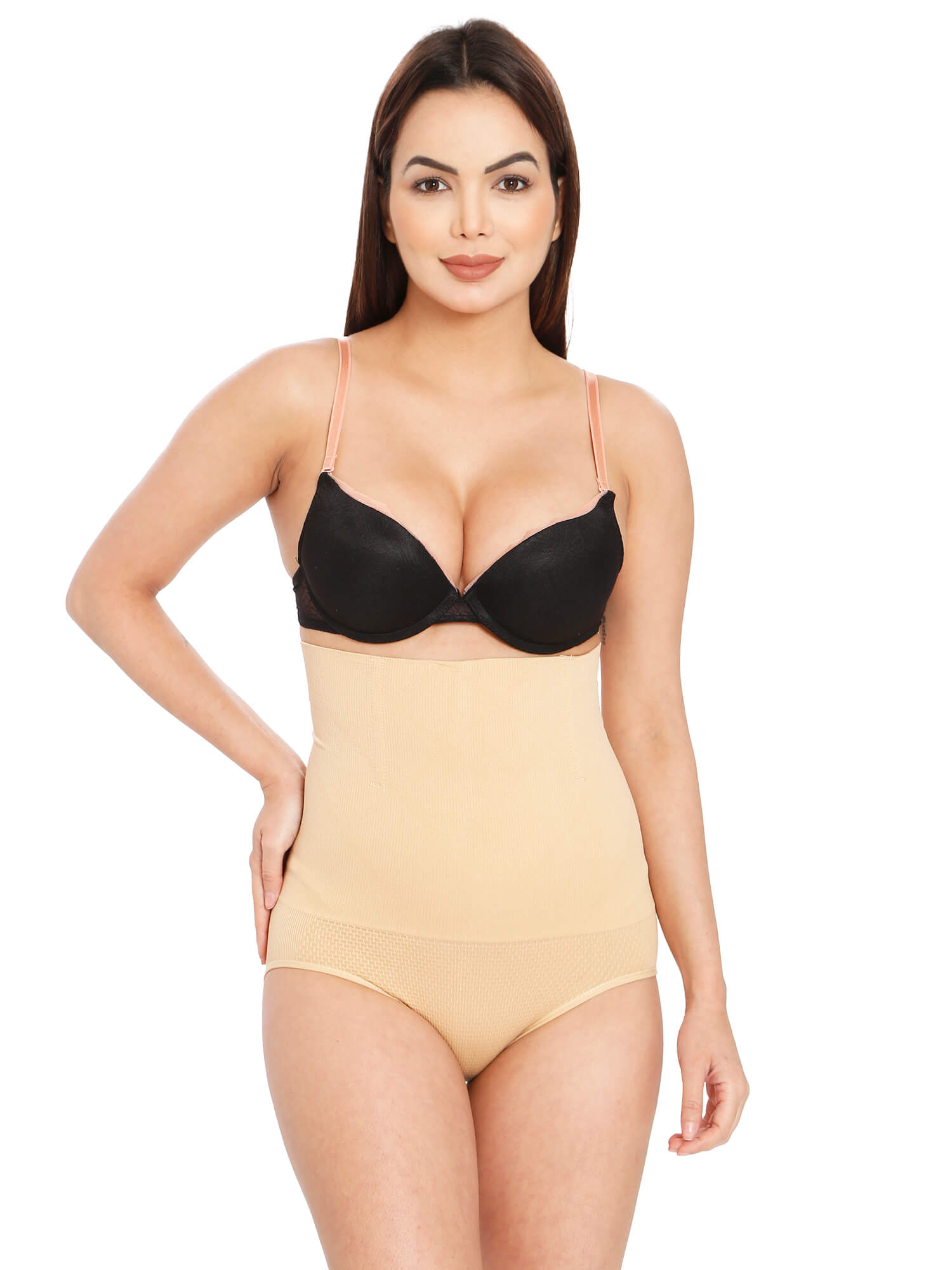 Beige Tummy Slimmer V Shapewear - Front View